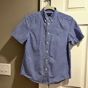 Boys Large (14-16) Ralph Lauren Short Sleeve Gingham Poplin Shirt